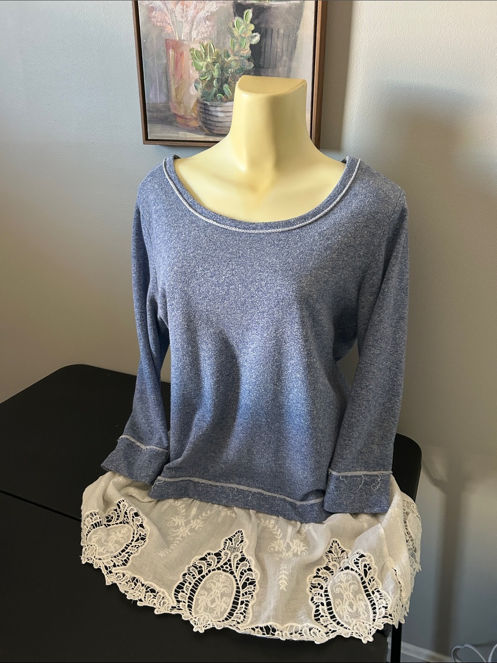 Hannah Light Blue Scoop Neck Pullover Sweater